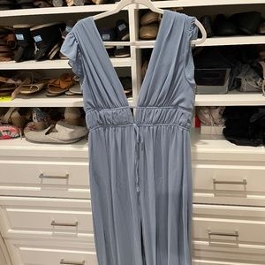 Lulus I'm All Yours Slate Blue Ruffled Maxi Dress XL